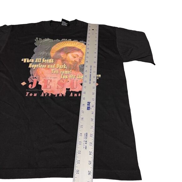 Jesus Tee Vintage Mens M Black Hopeless Dark USA Light Answer Hoss Prayers Saint - Picture 3 of 9